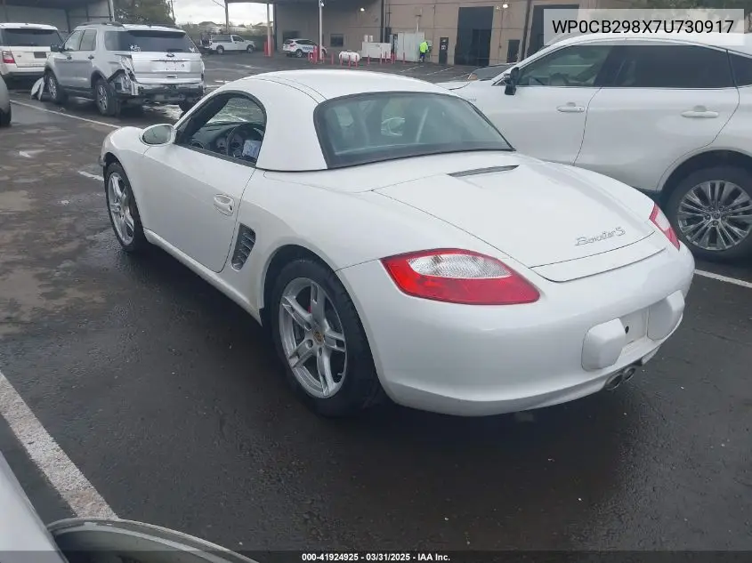 2007 Porsche Boxster S VIN: WP0CB298X7U730917 Lot: 41924925