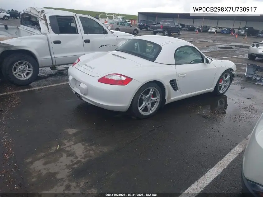 2007 Porsche Boxster S VIN: WP0CB298X7U730917 Lot: 41924925