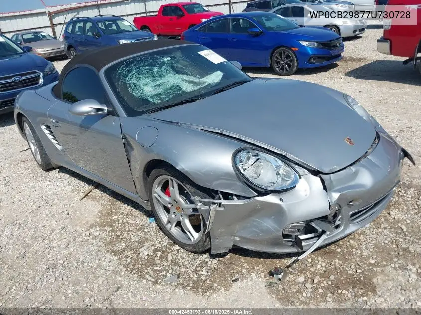 2007 Porsche Boxster S VIN: WP0CB29877U730728 Lot: 42453193