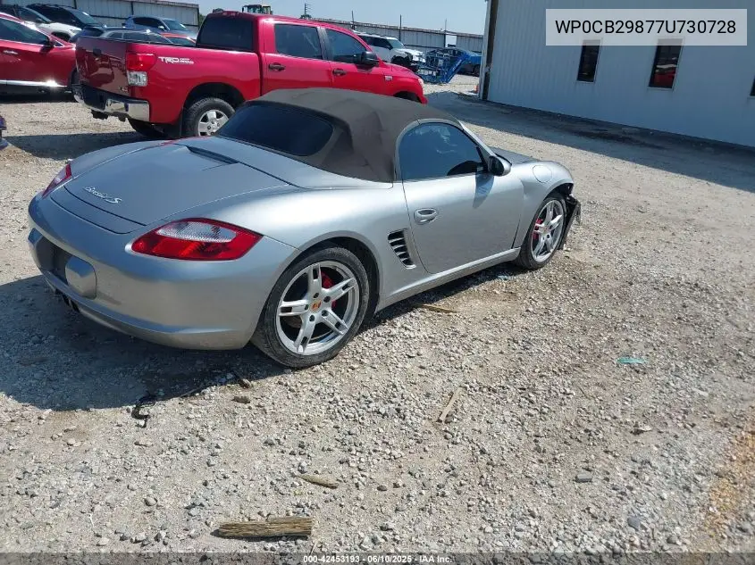 2007 Porsche Boxster S VIN: WP0CB29877U730728 Lot: 42453193