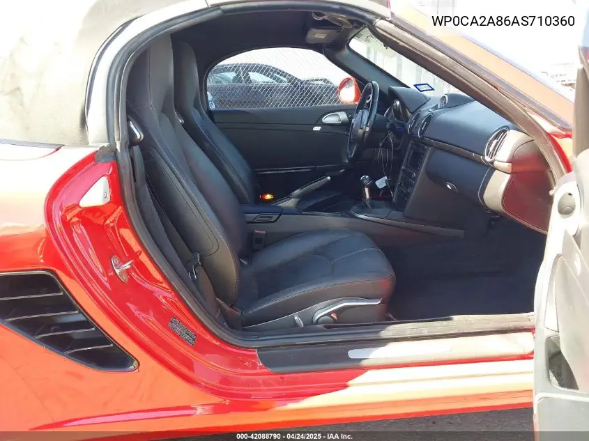 2010 Porsche Boxster Base (M6) VIN: WP0CA2A86AS710360 Lot: 42088790