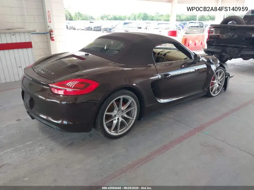 2015 Porsche Boxster S VIN: WP0CB2A84FS140959 Lot: 42585446