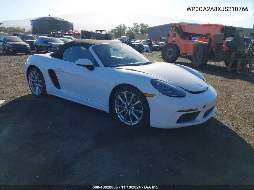 2018 Porsche Boxster VIN: WP0CA2A8XJS210766 Lot: 40828886