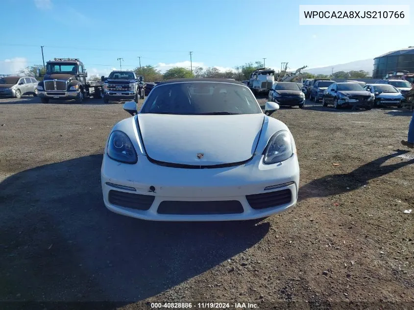 2018 Porsche Boxster VIN: WP0CA2A8XJS210766 Lot: 40828886