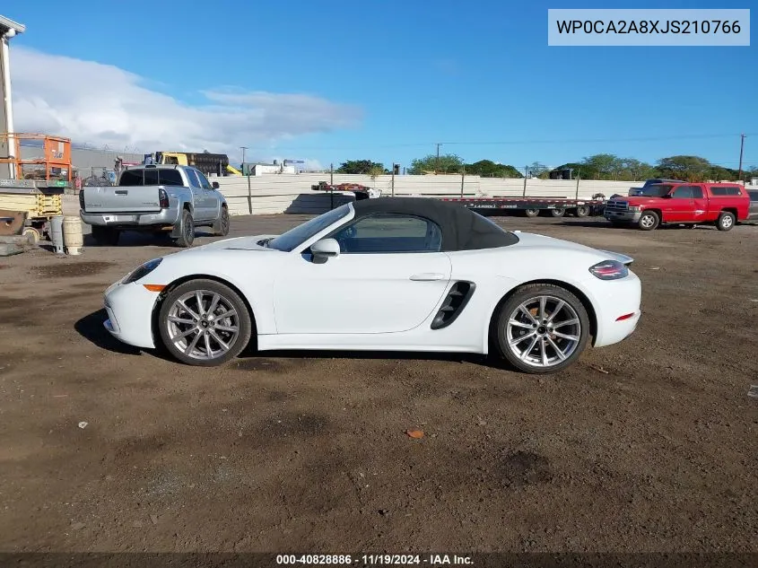 2018 Porsche Boxster VIN: WP0CA2A8XJS210766 Lot: 40828886