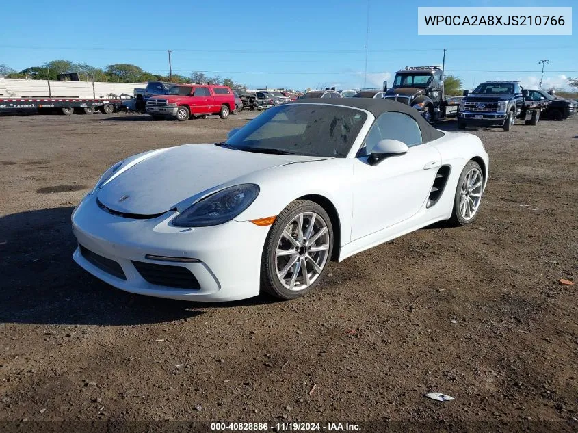 2018 Porsche Boxster VIN: WP0CA2A8XJS210766 Lot: 40828886