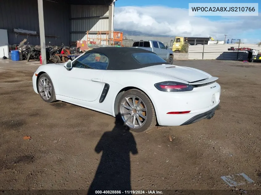 2018 Porsche Boxster VIN: WP0CA2A8XJS210766 Lot: 40828886