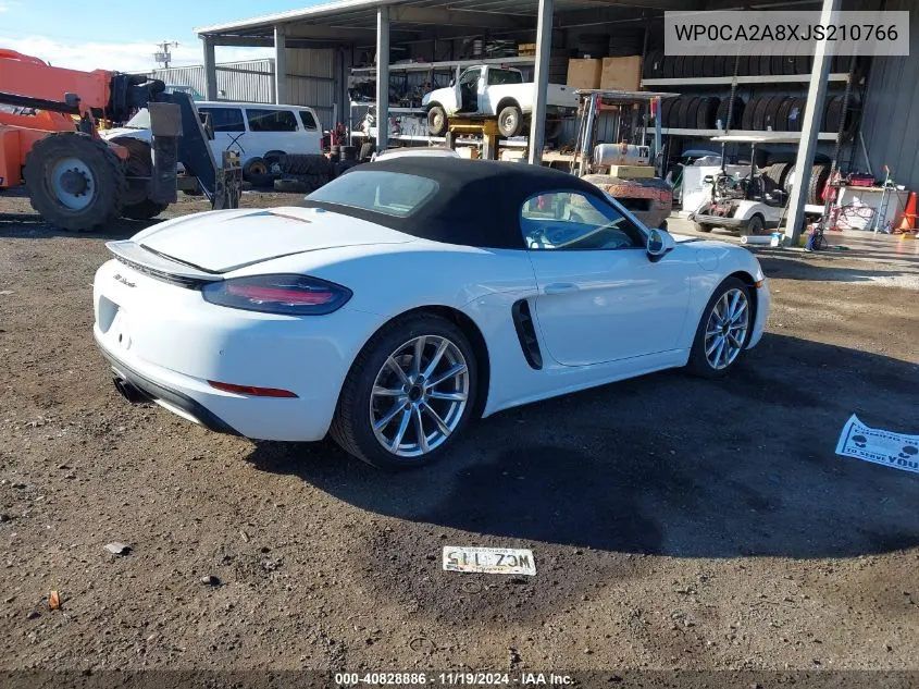 2018 Porsche Boxster VIN: WP0CA2A8XJS210766 Lot: 40828886