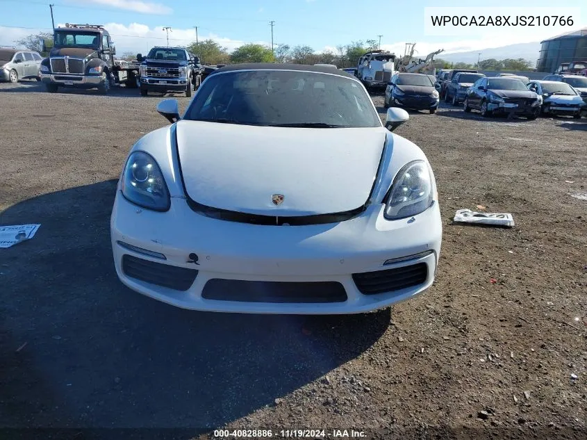 2018 Porsche Boxster VIN: WP0CA2A8XJS210766 Lot: 40828886