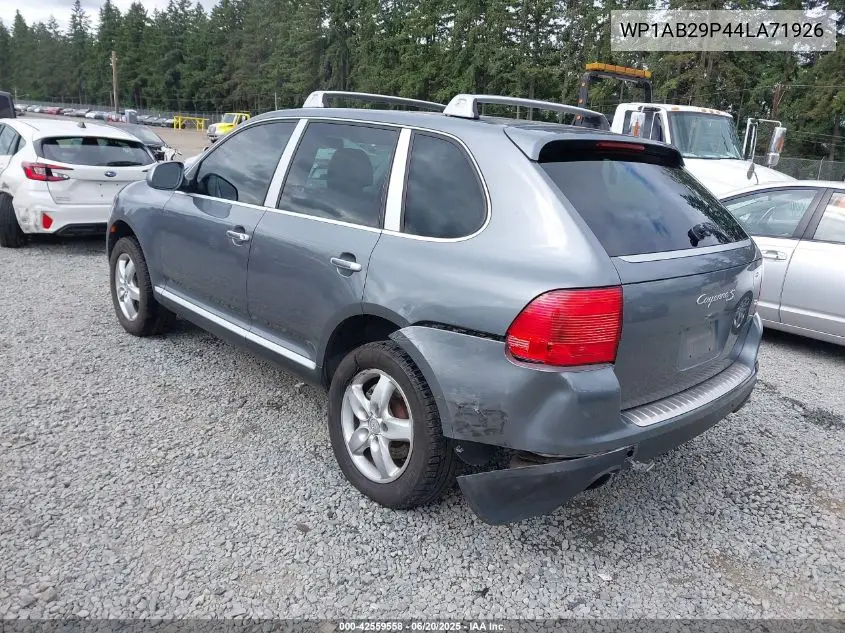 2004 Porsche Cayenne S VIN: WP1AB29P44LA71926 Lot: 42559558