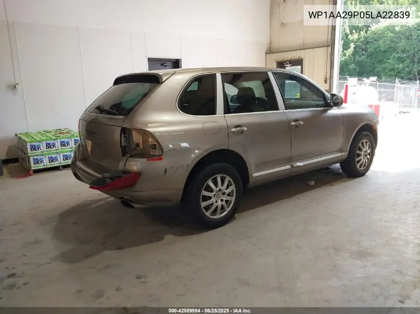 2005 Porsche Cayenne VIN: WP1AA29P05LA22839 Lot: 42589594