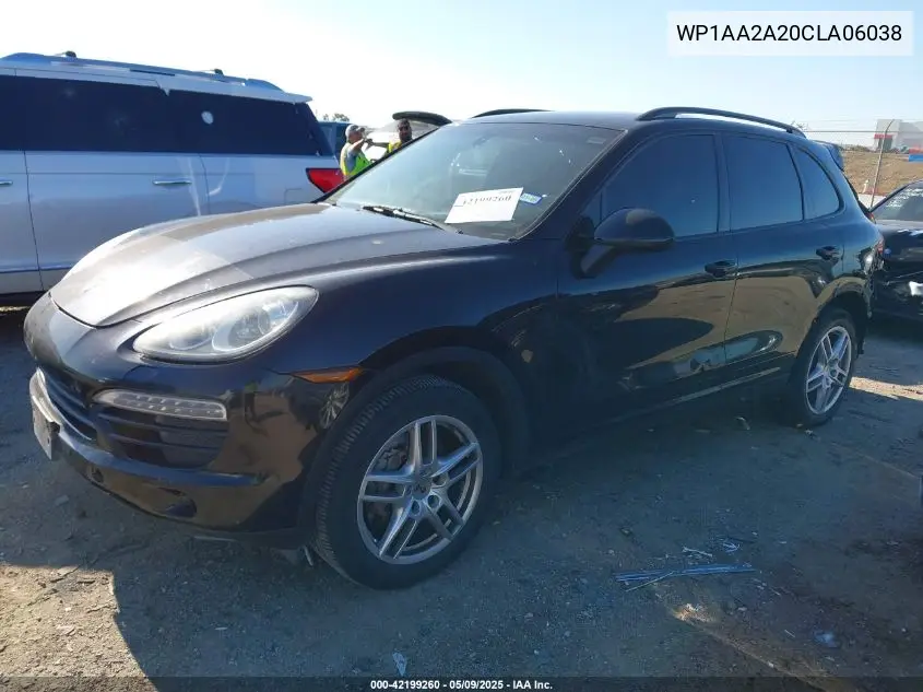 2012 Porsche Cayenne VIN: WP1AA2A20CLA06038 Lot: 42199260