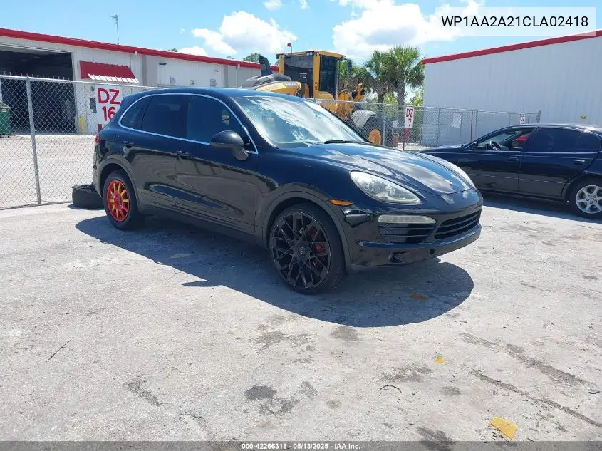 2012 Porsche Cayenne VIN: WP1AA2A21CLA02418 Lot: 42266318