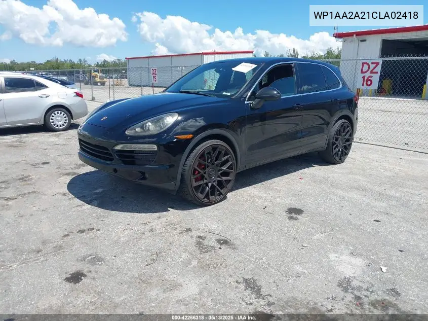 2012 Porsche Cayenne VIN: WP1AA2A21CLA02418 Lot: 42266318
