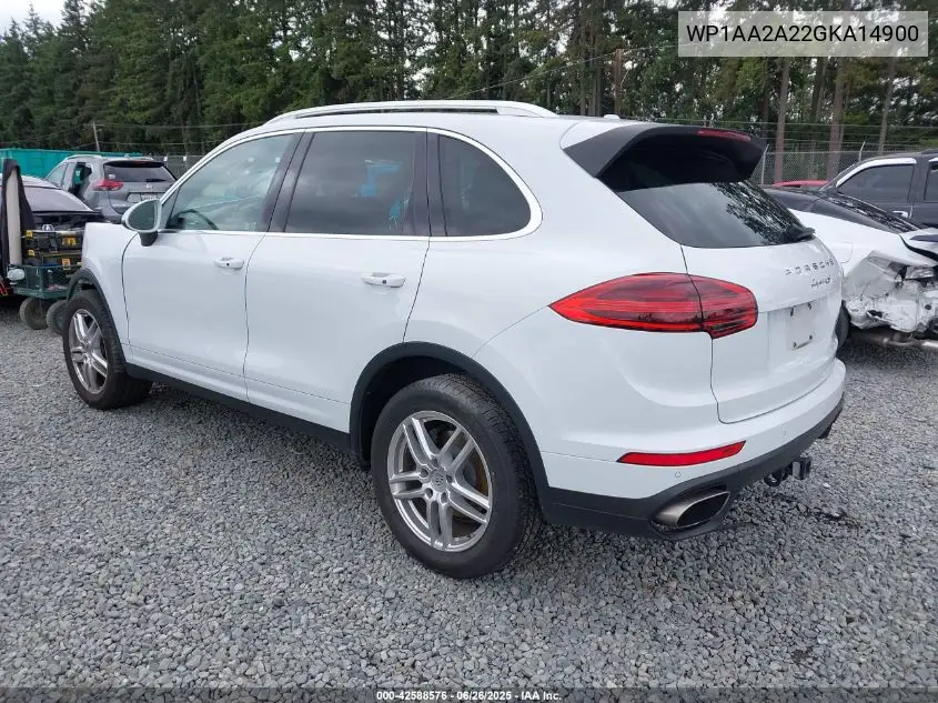 2016 Porsche Cayenne VIN: WP1AA2A22GKA14900 Lot: 42588576