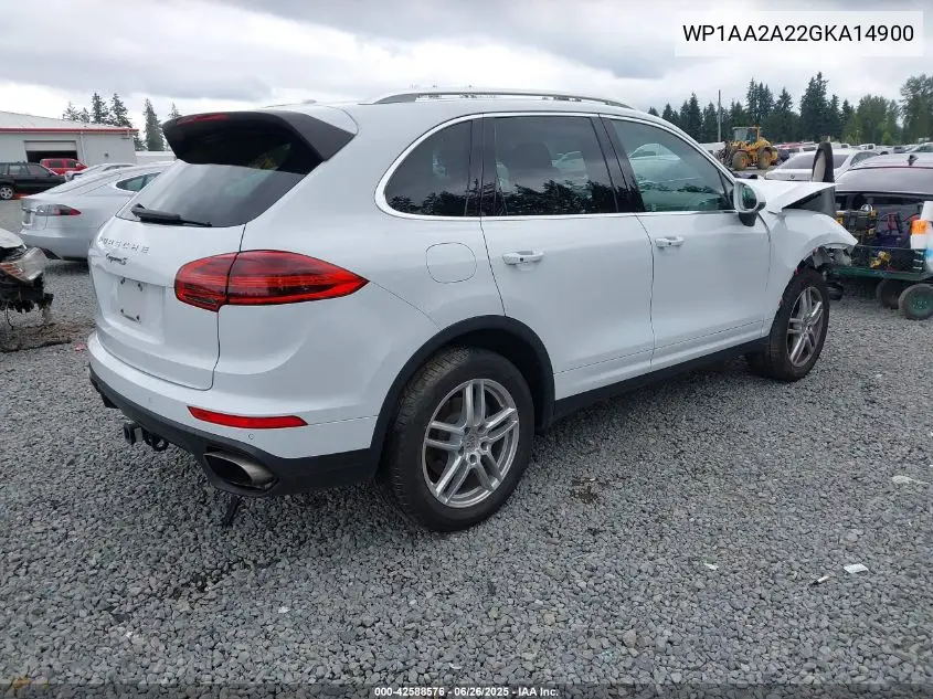 2016 Porsche Cayenne VIN: WP1AA2A22GKA14900 Lot: 42588576