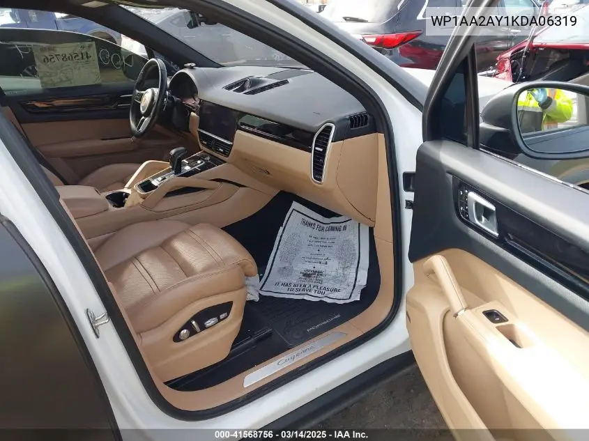 2019 Porsche Cayenne VIN: WP1AA2AY1KDA06319 Lot: 41568756