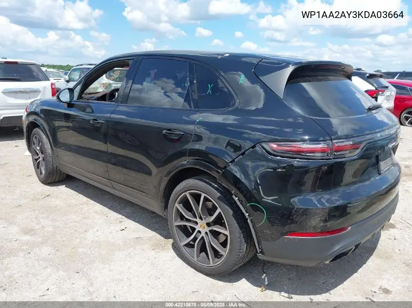 2019 Porsche Cayenne VIN: WP1AA2AY3KDA03664 Lot: 42210870