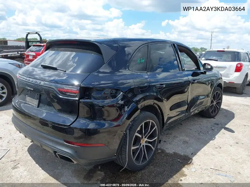 2019 Porsche Cayenne VIN: WP1AA2AY3KDA03664 Lot: 42210870