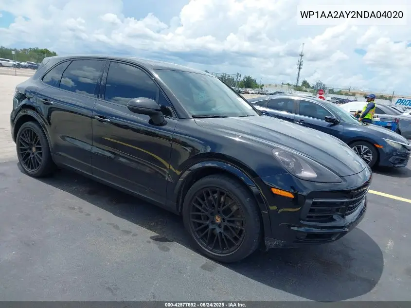 2022 Porsche Cayenne Platinum Edition VIN: WP1AA2AY2NDA04020 Lot: 42577692