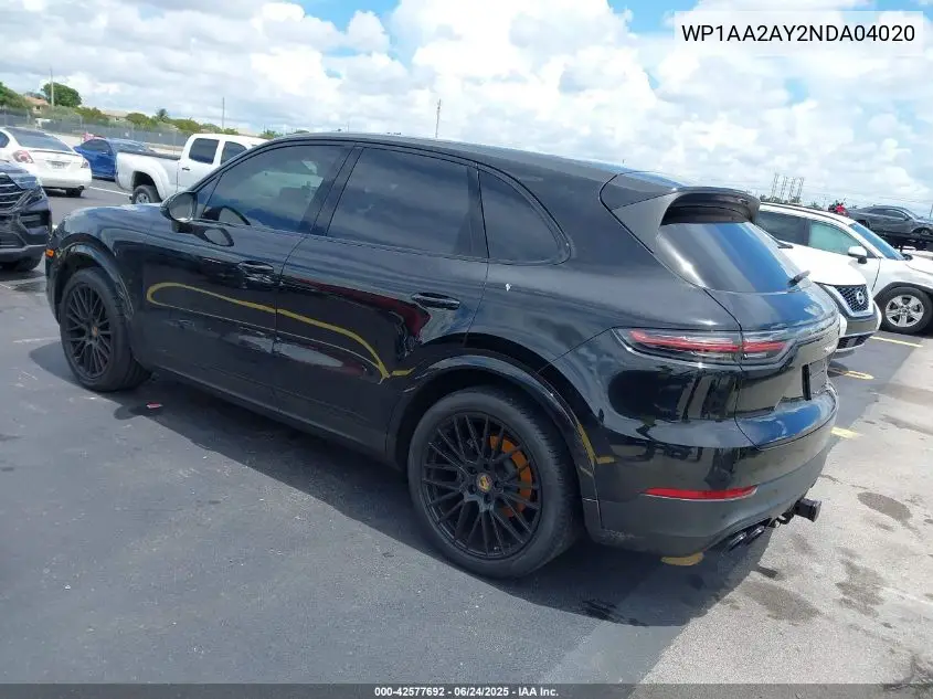 2022 Porsche Cayenne Platinum Edition VIN: WP1AA2AY2NDA04020 Lot: 42577692