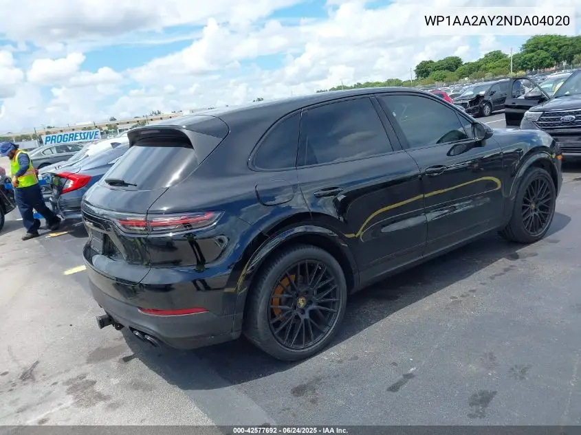 2022 Porsche Cayenne Platinum Edition VIN: WP1AA2AY2NDA04020 Lot: 42577692