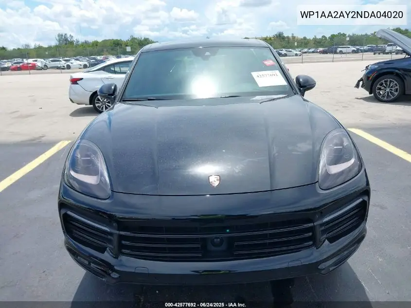 2022 Porsche Cayenne Platinum Edition VIN: WP1AA2AY2NDA04020 Lot: 42577692