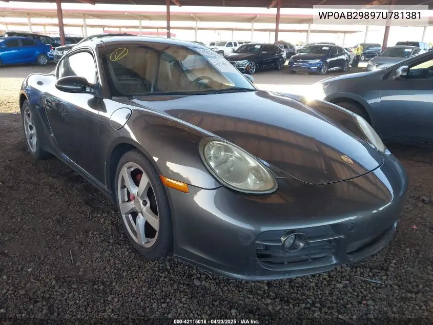 2007 Porsche Cayman S VIN: WP0AB29897U781381 Lot: 42115018