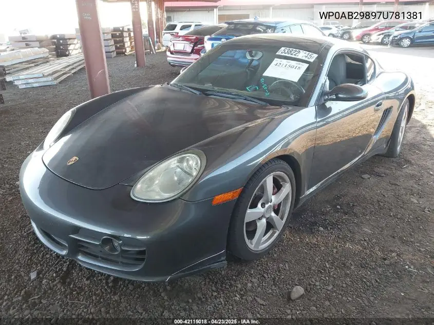 2007 Porsche Cayman S VIN: WP0AB29897U781381 Lot: 42115018