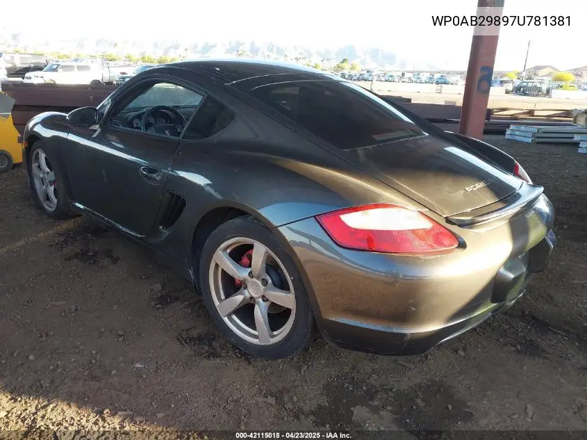 2007 Porsche Cayman S VIN: WP0AB29897U781381 Lot: 42115018