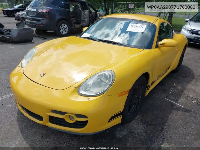 2007 Porsche Cayman VIN: WP0AA29877U760080 Lot: 42756644