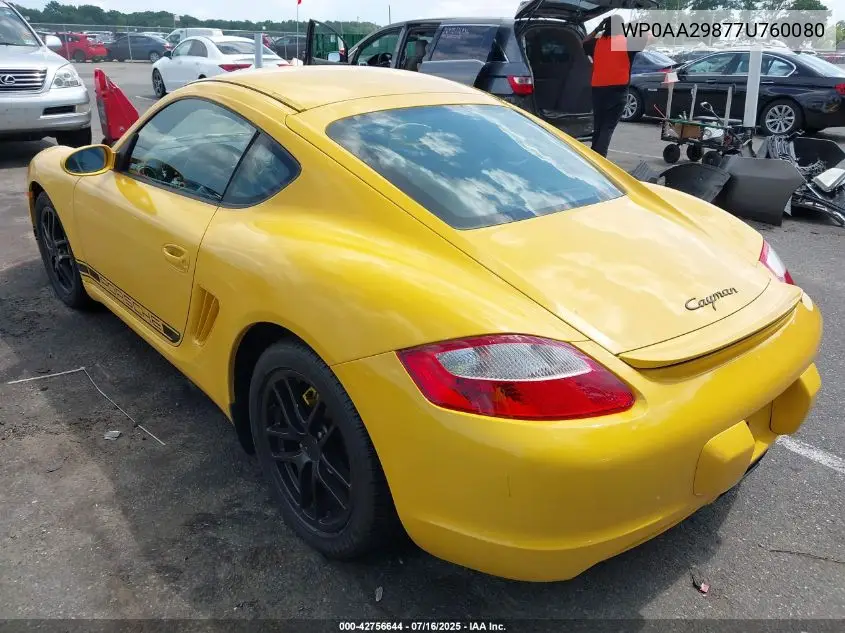 2007 Porsche Cayman VIN: WP0AA29877U760080 Lot: 42756644