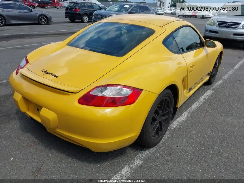 2007 Porsche Cayman VIN: WP0AA29877U760080 Lot: 42756644