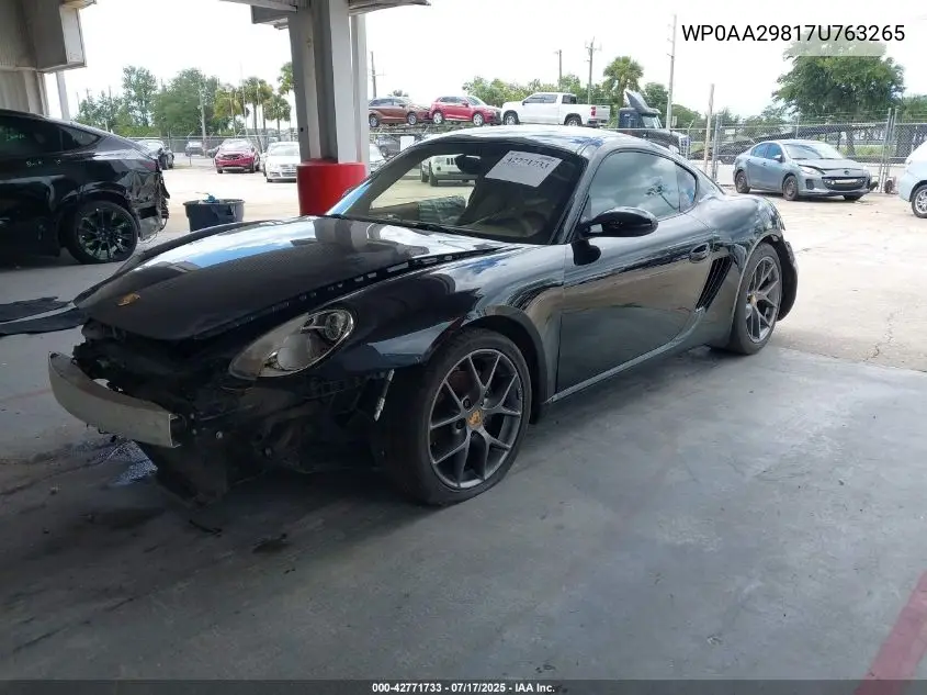 2007 Porsche Cayman VIN: WP0AA29817U763265 Lot: 42771733