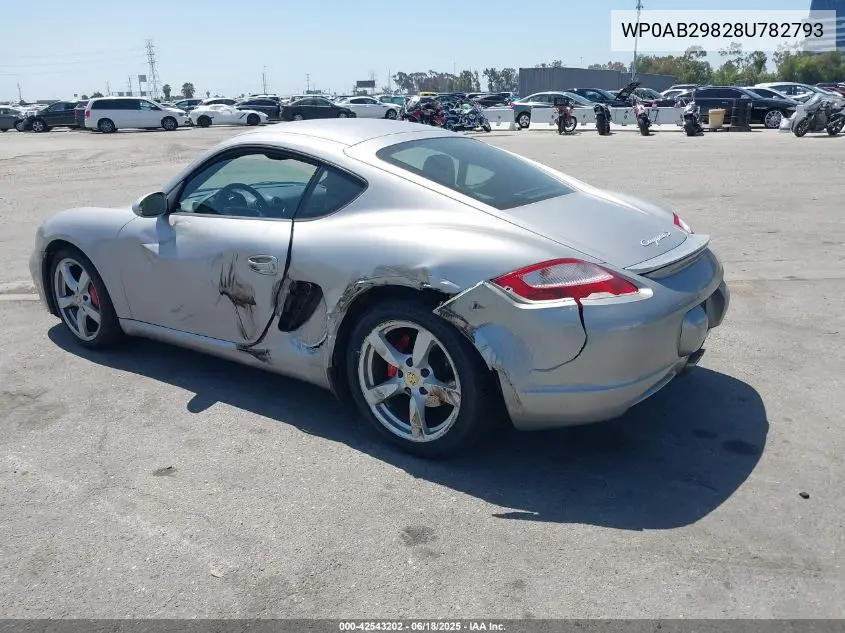 2008 Porsche Cayman S VIN: WP0AB29828U782793 Lot: 42543202