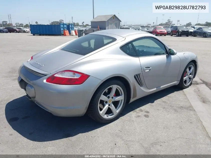 2008 Porsche Cayman S VIN: WP0AB29828U782793 Lot: 42543202