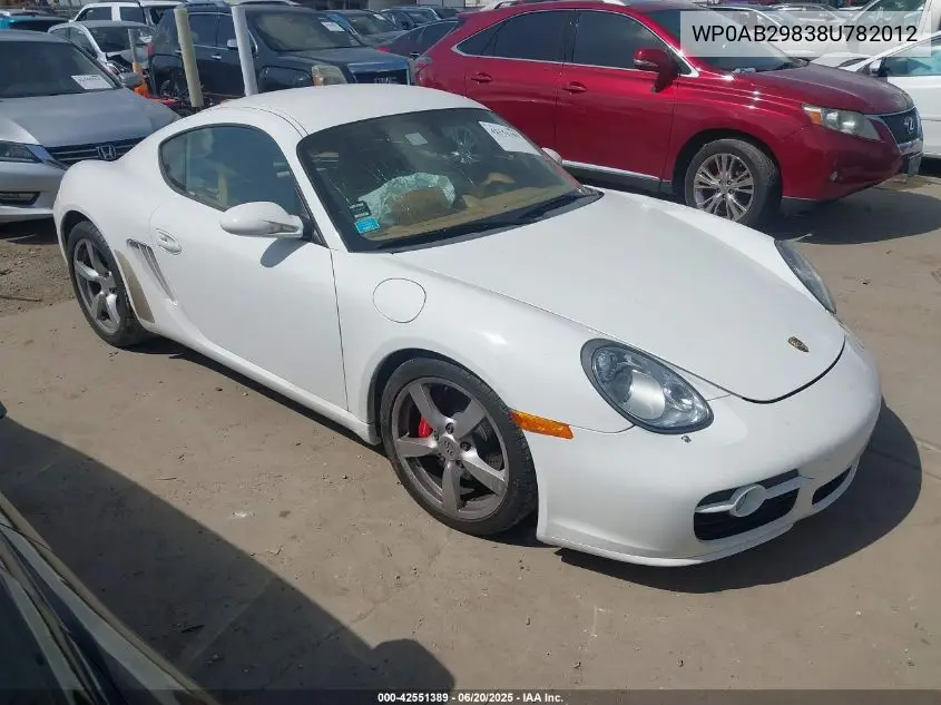 2008 Porsche Cayman S VIN: WP0AB29838U782012 Lot: 42551389