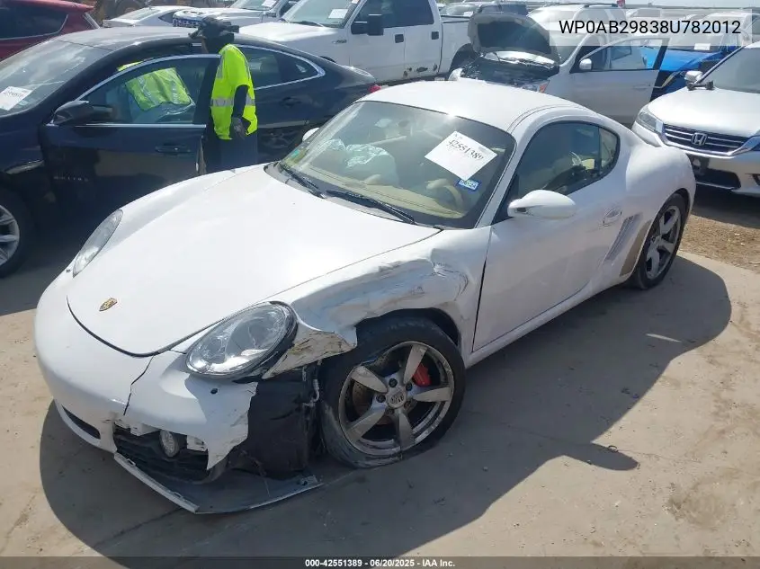 2008 Porsche Cayman S VIN: WP0AB29838U782012 Lot: 42551389