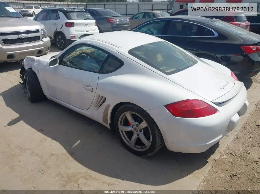 2008 Porsche Cayman S VIN: WP0AB29838U782012 Lot: 42551389