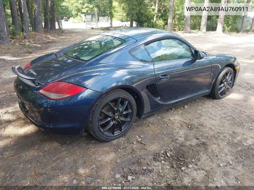 2010 Porsche Cayman VIN: WP0AA2A89AU760911 Lot: 42758896