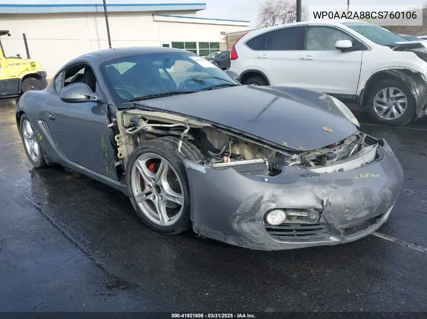 2012 Porsche Cayman VIN: WP0AA2A88CS760106 Lot: 41921806