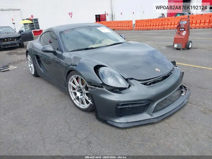2014 Porsche Cayman S VIN: WP0AB2A87EK192124 Lot: 42214418