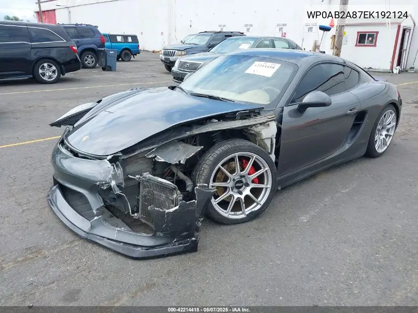 2014 Porsche Cayman S VIN: WP0AB2A87EK192124 Lot: 42214418