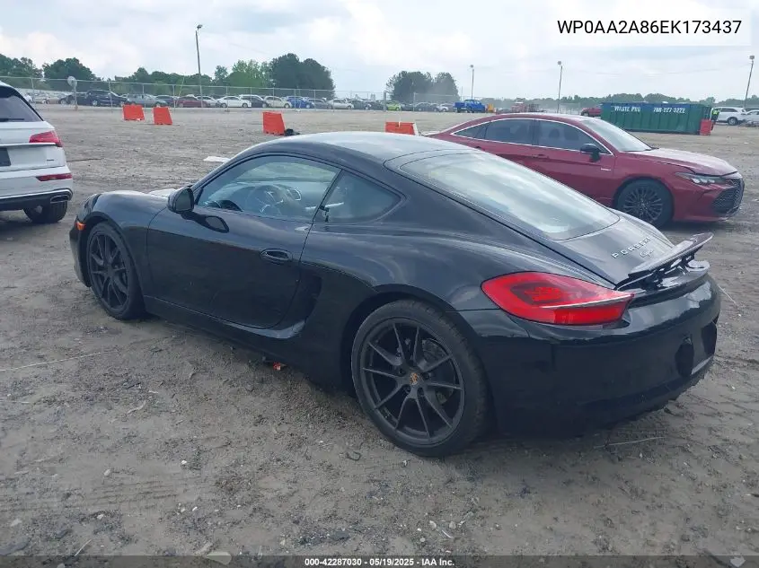 2014 Porsche Cayman VIN: WP0AA2A86EK173437 Lot: 42287030