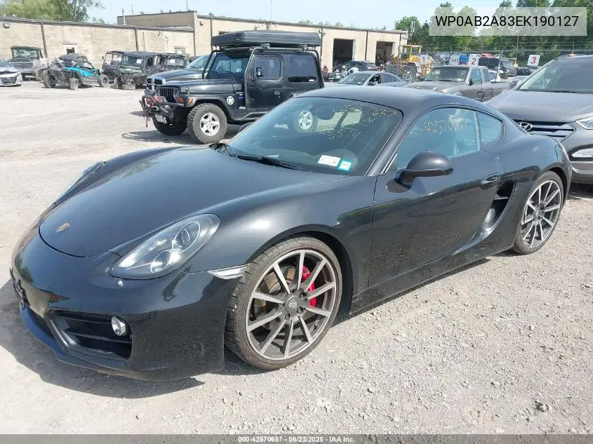 2014 Porsche Cayman S VIN: WP0AB2A83EK190127 Lot: 42570657