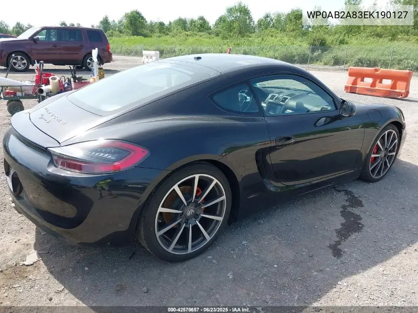 2014 Porsche Cayman S VIN: WP0AB2A83EK190127 Lot: 42570657