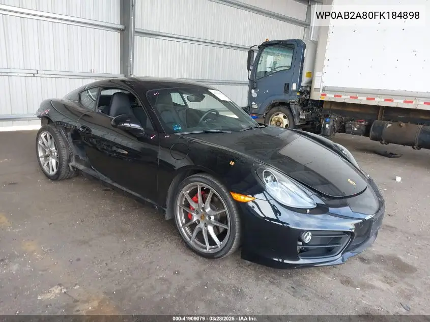 2015 Porsche Cayman S VIN: WP0AB2A80FK184898 Lot: 41909079