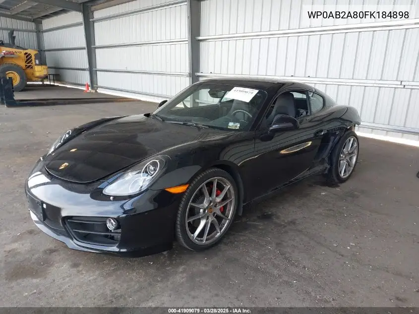2015 Porsche Cayman S VIN: WP0AB2A80FK184898 Lot: 41909079