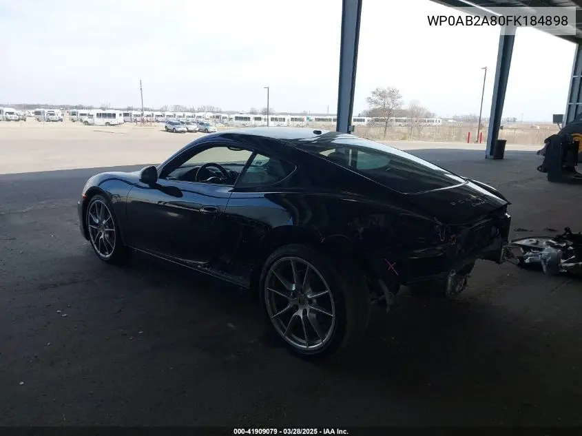 2015 Porsche Cayman S VIN: WP0AB2A80FK184898 Lot: 41909079