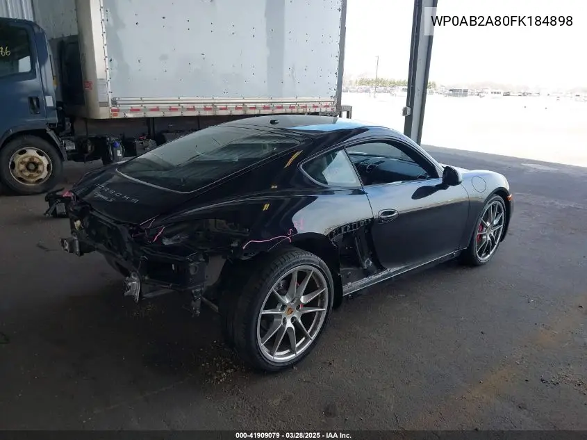 2015 Porsche Cayman S VIN: WP0AB2A80FK184898 Lot: 41909079